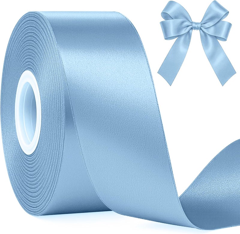 Fullive 1 1/2 Inch Sky Blue Ribbons, 30 Yards Ribbon for Gift Wrapping, Polyester Satin Ribbons for Crafts for Birthday Graduate Christmas Decorations DIY Bows Wrapping Bouquet Floral Arrangements - Image 1